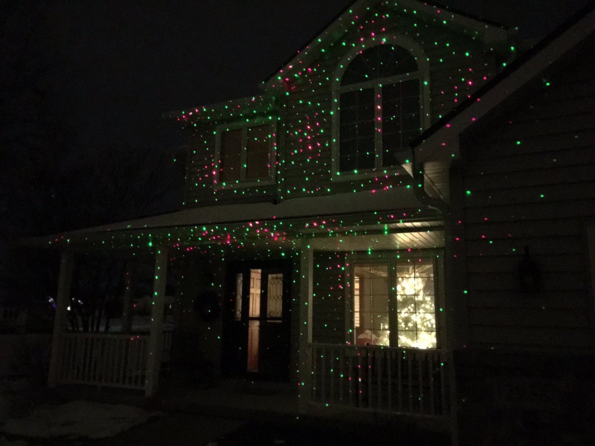 A example of using laser projection to decorate a house. 