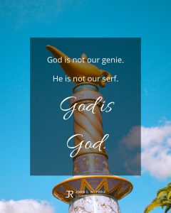 quote meme about prayer with genie's lamp atop pedestal