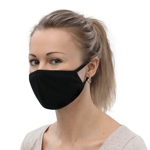 Woman wearing black face mask
