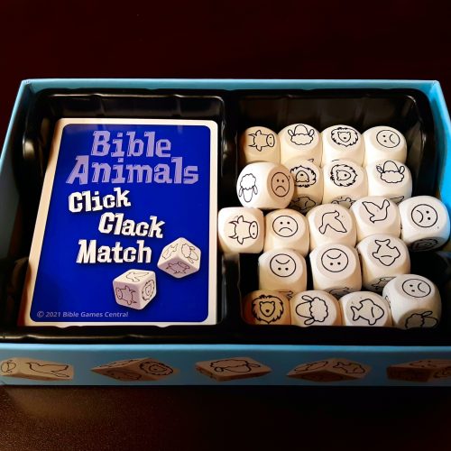 Bible Animals Click Clack Match game pieces unwrapped